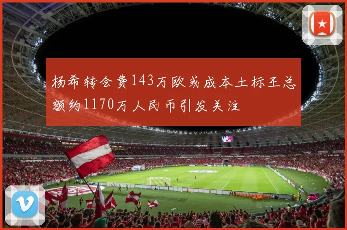 杨希转会费143万欧或成本土标王总额约1170万人民币引发关注